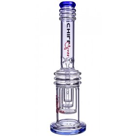 Chill Glass 17" Bong with Triple Honeycomb Percs Very Thick and Heavy Clear Blue New