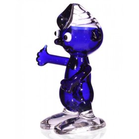 The Blue Gnome - Smurf Inspired - 4.5 Blue and Clear Smurf Hand Pipe New