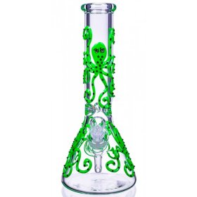 Smokey Octopus 13" Glow In The Dark Beaker Bong Green New