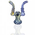 7" Double Handle Fumed Bubbler Blue New