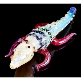 Smoking Lizard 6" Animal Glass pipe Silver Fumed New