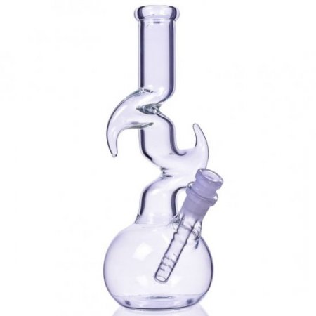 The Time Warp CLEAR GLASS Bong BUBBLE BEAKER WITH ANGLED NECK New