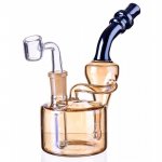 7" Golden Fumed Recycler Dab Rig with Bowl and Banger Titled Neck New