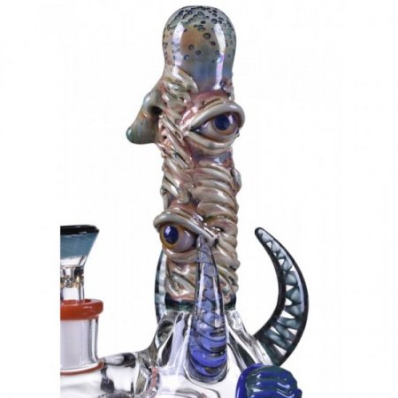 Triple Eye Horned Bong 8" Showerhead Perc Bong Tattoo Glass New