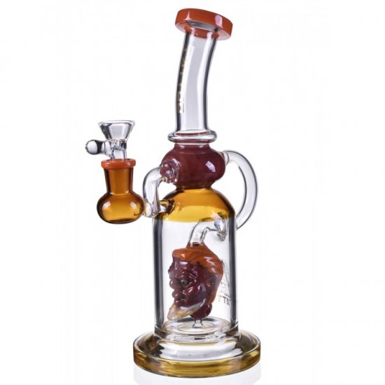Angry Face 12\" Inline Perc Bong Tattoo Glass New