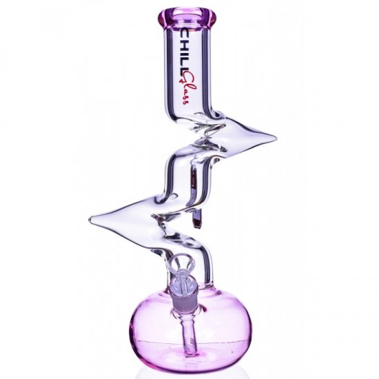 Chill Glass 15\" Double Zong Bong w/ Down Stem and 14mm Dry Bowl Pink New