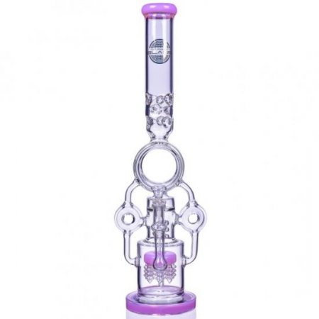 The Quidditch 21" Triple Donut Multi Perc Bong Pink New