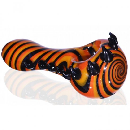 4\" long Monster Mash - 4 Orange Black and Sherbert Hand Pipe with Spikes New