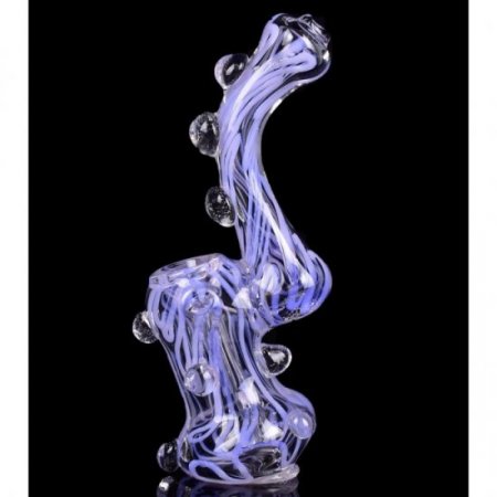 6" SWIRLED BUBBLER WITH BEADS PURPLE New