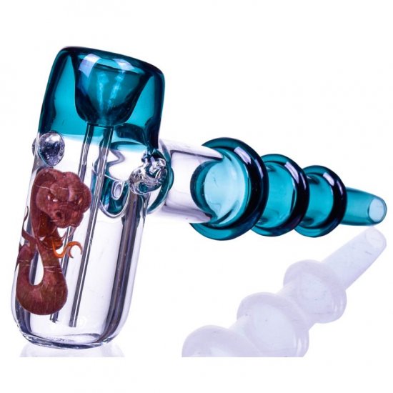 Viper 7.5\" Tripe Ringed Hammer Bubbler Teal New