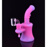 8" Glow In The Dark Bee On The Silicone Bong With 14mm Banger Pinkish Purple New