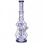 The Amazonian Trophy LOOKAH PLATINUM SERIES 19" SMOKING BONG WITH 4 CIRCULAR CHAMBER RECYCLER AND SPRINKLER MUSHROOM PERC Clear Black New