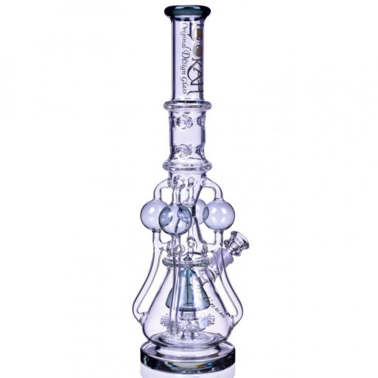 The Amazonian Trophy LOOKAH PLATINUM SERIES 19\" SMOKING BONG WITH 4 CIRCULAR CHAMBER RECYCLER AND SPRINKLER MUSHROOM PERC Clear Black New
