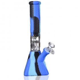 Smoke Pyramid 11" Stratus Pyramid Blue Silicone bong with 19mm down stem and 14mm bowl New