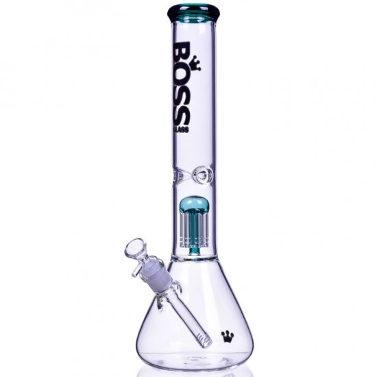 Boss Glass 16\" Single Chamber Bong 5MM Thick & Heavy Winter Green New