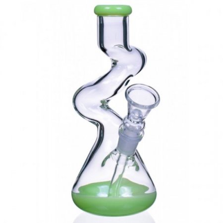 Curved Neck Double Zong Bong Water Pipe Slime Green New