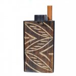 Fancy Wooden Dugout Includes Cig Pipe Dark Brown Leaves New