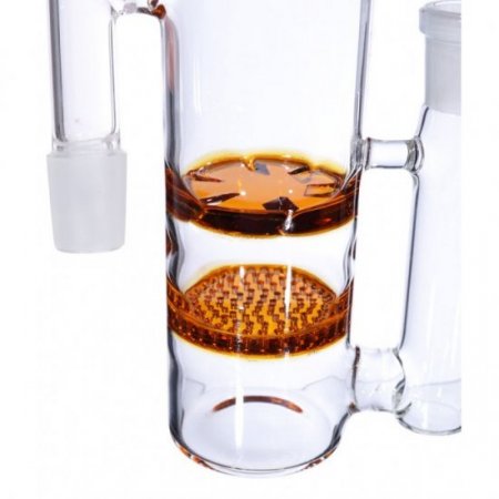 14MM Honeycomb Perc to Turbine Perc Glass Ashcatcher Amber New