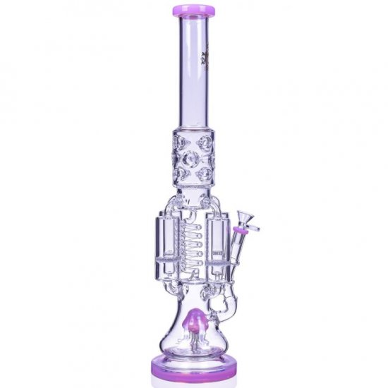 Chamber\'s of Secrets SMOQ Glass 22\" Quad Honeycomb to Sprinkler Perc Bong Pink New
