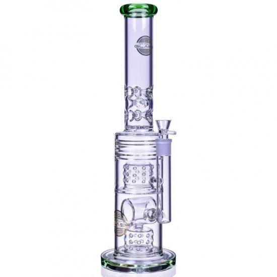 The Wicked Tower On Point Glass 18\" Straight Swiss to Donut Perc Bong Ice Blue New