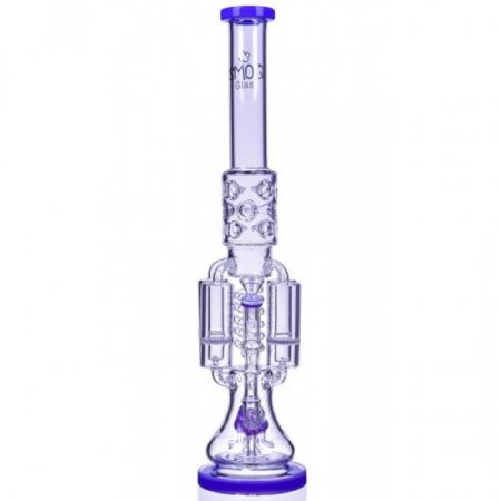 Chamber's of Secrets SMOQ Glass 22" Quad Honeycomb to Sprinkler Perc Bong Purple New