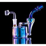 7" Fumed Recycler Dab Rig with Bowl and Banger Titled Neck Rainbow New