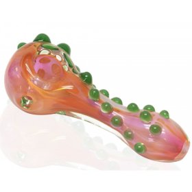 The Golden Dino - 4 Rose Gold 24kt - Color Changing Hand Pipe with Green Bubble Grip Design New