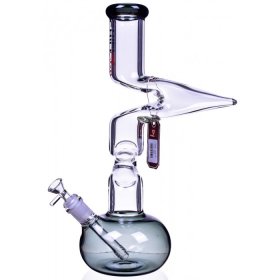 Chill Glass 15" Double Zong Bong w/ Down Stem and 14mm Dry Bowl Ash Black New