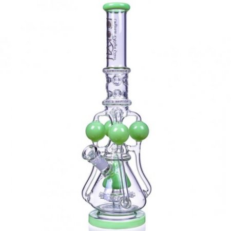 The Amazonian Trophy LOOKAH PLATINUM SERIES 19" SMOKING BONG WITH 4 CIRCULAR CHAMBER RECYCLER AND SPRINKLER MUSHROOM PERC Clear Green New