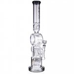 Smokenator Lookah Platinum Design Series Bong 20" Platinum Donut Recycler Bong With Spiral Percs Black Ice New