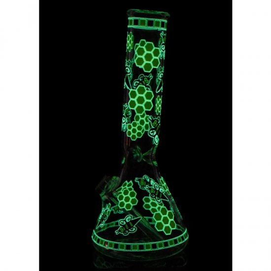 The Swarm 8\" Glow In The Dark Honeycomb Beaker Bong Yellow/Black New