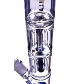 16" Extra Heavy Double Tree Perc Bong Water Pipe w/ Matching Bowl Black New