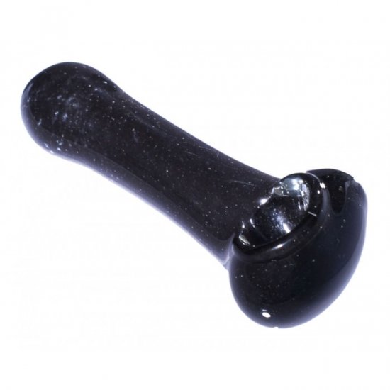 3.5\" Marble Swirled Glass Spoon Hand Pipe - Smooth Black New