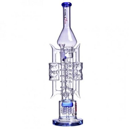 Chill Glass 20" Triple Chamber Bong with Cyclone Perc Blue New