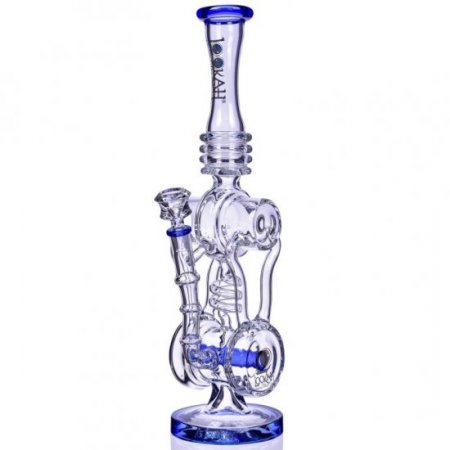 Twin Turbo Lookah 16" Double Barrel Recycler Bong Clear Blue New