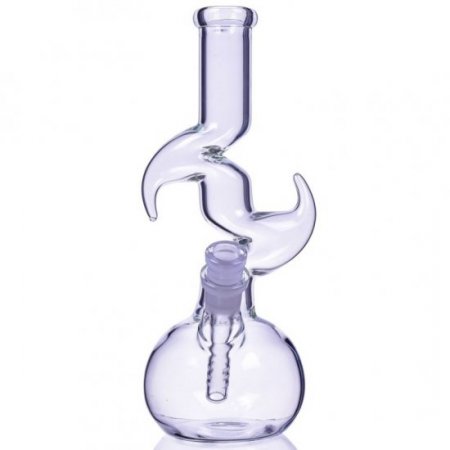 The Time Warp CLEAR GLASS Bong BUBBLE BEAKER WITH ANGLED NECK New