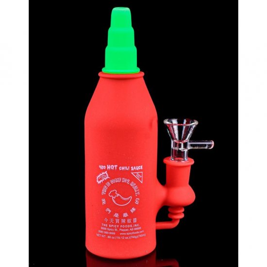 Spicy Smoke - Siracha Sauce Silicone Glass Hybrid Bong with 14mm Glass bowl New