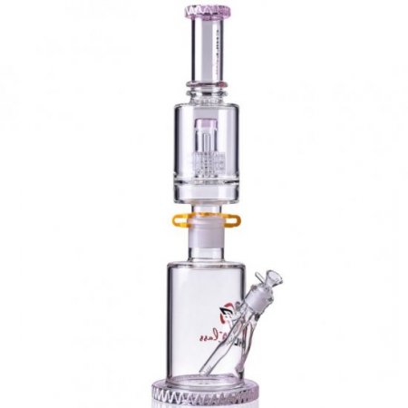 Chill Glass 20" Bong with Multi Percs with a Downstem and Bowl Pink New