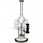The Invader 12" Ash Black Bong with Deep Well Injection Perc to Dual Ripper Tubes New