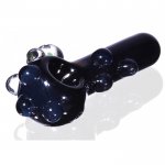 Bloom Despite the Dark - 4 Black Hand Pipe Covered in Clear Bubbles (One Contains a Flower) New