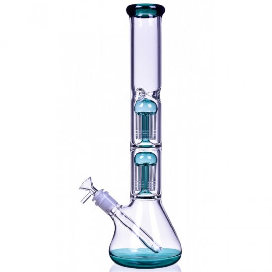 17\" Double Tree Perc Bong with Down Stem and Matching Bowl New