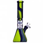 SMOKE PYRAMID 11" STRATUS PYRAMID SILICONE BONG WITH 19MM DOWN STEM AND 14MM BOWL GREENISH BLACK New