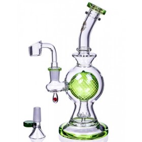 SpikeyBall Smoke On Point Glass 10" Tilted Spherical Matrix Perc Bong Green New