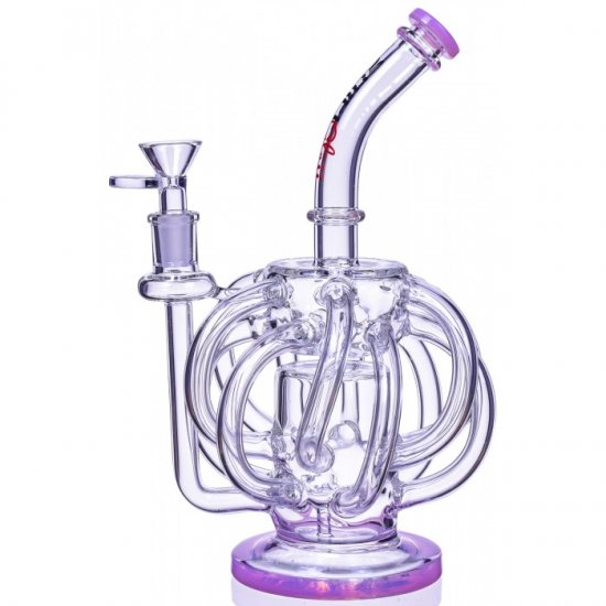The Blizzard ChillGlass 10\" In N Out Arm Recycler Bong Milky Pink New