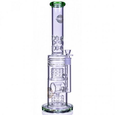 The Wicked Tower On Point Glass 18" Straight Swiss to Donut Perc Bong Ice Green New