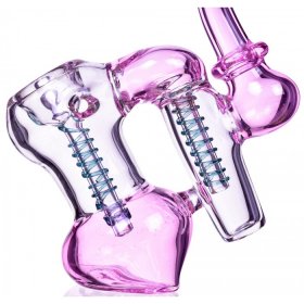 7" Girly Double Chamber Glass Bubbler Pink New