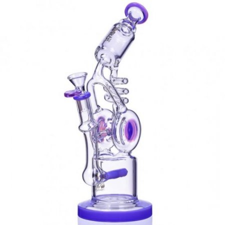 Smoker's Gun Lookah 12" Coil To Inline Perc Bong Purple New