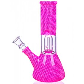 8" Matrix Percolator Girly Bong With Down Stem and built in Bowl Hot Pink New