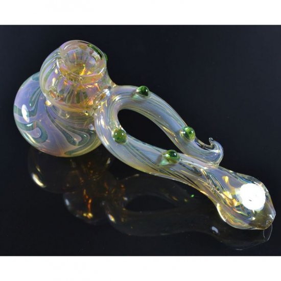 8\" Hook Style Hammer Bubbler Golden Fumed New