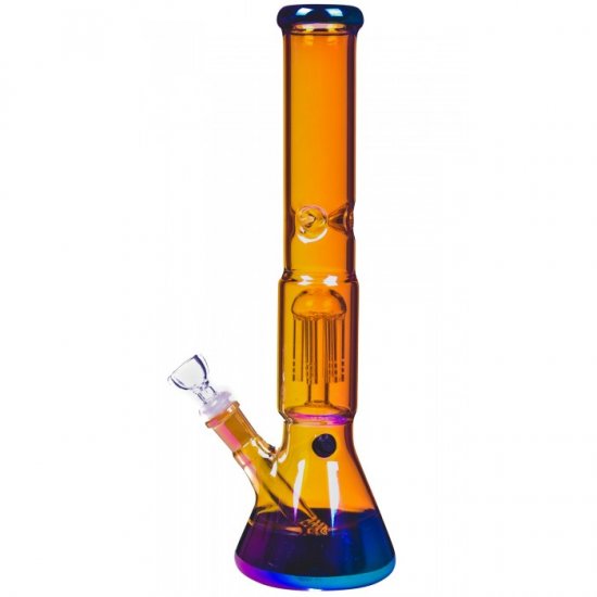 Gold Digger 13\" Golden Fumed Chameleon Beaker Base Tree Perc Bong New